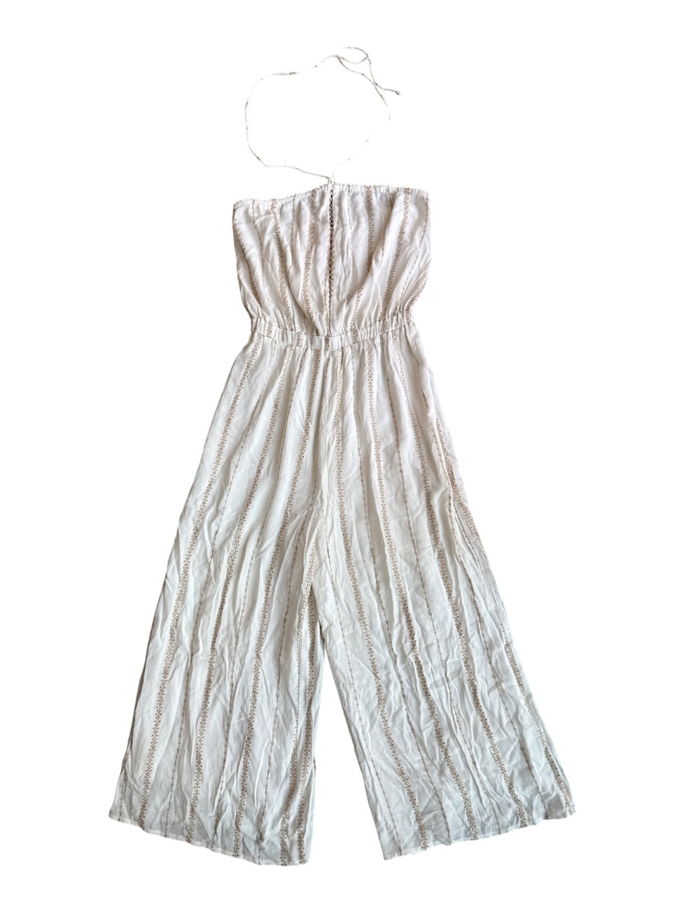Olivaceous Strapless Cream Wide-Leg Jumpsuit